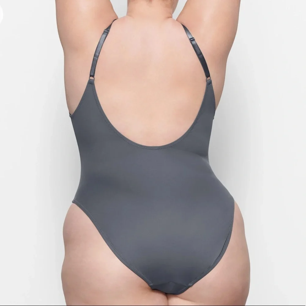 NWT Skims Swim Scoop Neck One Piece Swimsuit M Gunmetal Grey